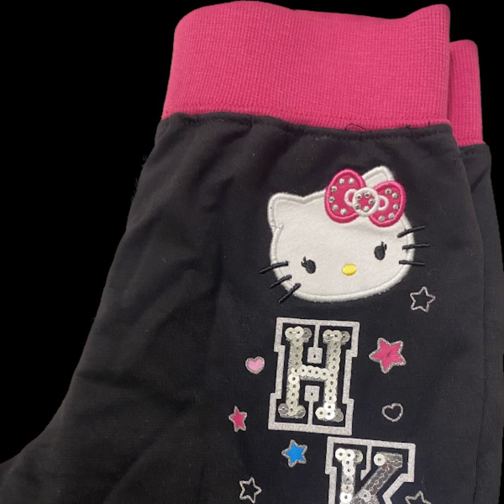 hello kitty jogger pants; black; rolled cuff; size 8;